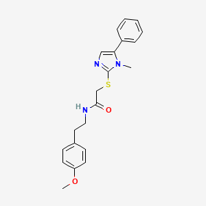 molecular formula C21H23N3O2S B11273295 N-(4-methoxyphenethyl)-2-((1-methyl-5-phenyl-1H-imidazol-2-yl)thio)acetamide 