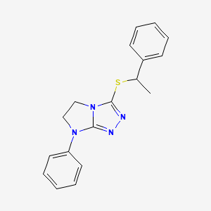 molecular formula C18H18N4S B11273321 7-Phenyl-3-[(1-phenylethyl)sulfanyl]-5H,6H,7H-imidazo[2,1-C][1,2,4]triazole 