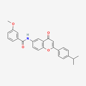 molecular formula C26H23NO4 B11273339 3-methoxy-N-{4-oxo-2-[4-(propan-2-yl)phenyl]-4H-chromen-6-yl}benzamide 