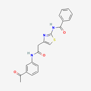 molecular formula C20H17N3O3S B11273347 N-(4-(2-((3-acetylphenyl)amino)-2-oxoethyl)thiazol-2-yl)benzamide 