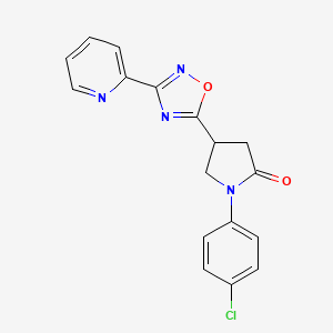 molecular formula C17H13ClN4O2 B11273418 1-(4-Chlorophenyl)-4-[3-(pyridin-2-yl)-1,2,4-oxadiazol-5-yl]pyrrolidin-2-one 