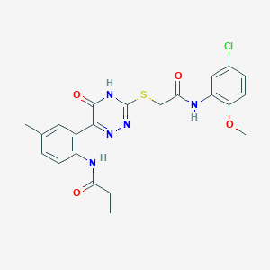 N-{2-[3-({[(5-Chloro-2-methoxyphenyl)carbamoyl]methyl}sulfanyl)-5-oxo-4,5-dihydro-1,2,4-triazin-6-YL]-4-methylphenyl}propanamide