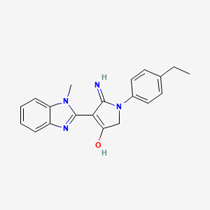 molecular formula C20H20N4O B11273446 5-Amino-1-(4-ethylphenyl)-4-(1-methyl-1H-1,3-benzodiazol-2-YL)-2,3-dihydro-1H-pyrrol-3-one 