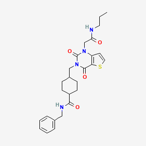 N-benzyl-4-((2,4-dioxo-1-(2-oxo-2-(propylamino)ethyl)-1,2-dihydrothieno[3,2-d]pyrimidin-3(4H)-yl)methyl)cyclohexanecarboxamide