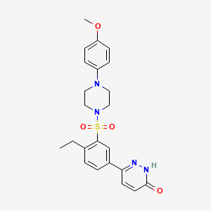 molecular formula C23H26N4O4S B11273488 6-(4-ethyl-3-{[4-(4-methoxyphenyl)piperazin-1-yl]sulfonyl}phenyl)pyridazin-3(2H)-one 