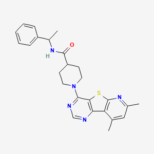 1-(11,13-dimethyl-8-thia-3,5,10-triazatricyclo[7.4.0.02,7]trideca-1(9),2(7),3,5,10,12-hexaen-6-yl)-N-(1-phenylethyl)piperidine-4-carboxamide