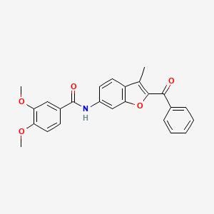 molecular formula C25H21NO5 B11273522 N-(2-benzoyl-3-methylbenzofuran-6-yl)-3,4-dimethoxybenzamide 