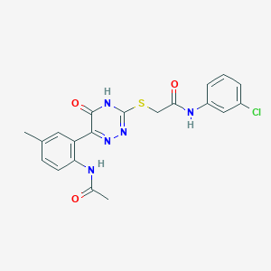 N-(3-Chlorophenyl)-2-{[6-(2-acetamido-5-methylphenyl)-5-oxo-4,5-dihydro-1,2,4-triazin-3-YL]sulfanyl}acetamide