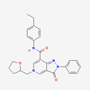 N-(4-ethylphenyl)-3-oxo-2-phenyl-5-((tetrahydrofuran-2-yl)methyl)-3,5-dihydro-2H-pyrazolo[4,3-c]pyridine-7-carboxamide