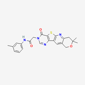 2-(5,5-dimethyl-15-oxo-6-oxa-17-thia-2,12,14-triazatetracyclo[8.7.0.03,8.011,16]heptadeca-1,3(8),9,11(16),12-pentaen-14-yl)-N-(3-methylphenyl)acetamide