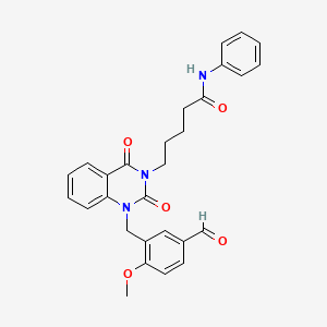 5-(1-(5-formyl-2-methoxybenzyl)-2,4-dioxo-1,2-dihydroquinazolin-3(4H)-yl)-N-phenylpentanamide