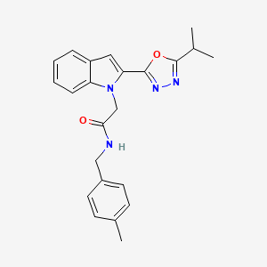 molecular formula C23H24N4O2 B11273611 2-(2-(5-isopropyl-1,3,4-oxadiazol-2-yl)-1H-indol-1-yl)-N-(4-methylbenzyl)acetamide 