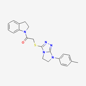 molecular formula C21H21N5OS B11273621 1-(indolin-1-yl)-2-((7-(p-tolyl)-6,7-dihydro-5H-imidazo[2,1-c][1,2,4]triazol-3-yl)thio)ethanone 