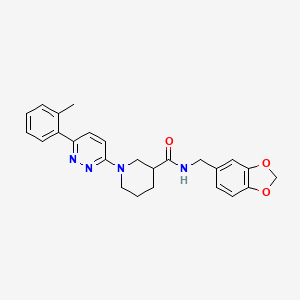 molecular formula C25H26N4O3 B11273646 N-(benzo[d][1,3]dioxol-5-ylmethyl)-1-(6-(o-tolyl)pyridazin-3-yl)piperidine-3-carboxamide 