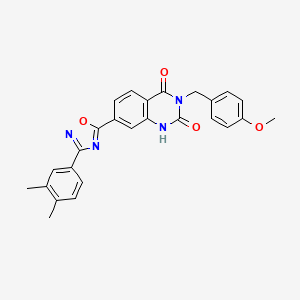 molecular formula C26H22N4O4 B11273648 7-(3-(3,4-dimethylphenyl)-1,2,4-oxadiazol-5-yl)-3-(4-methoxybenzyl)quinazoline-2,4(1H,3H)-dione 