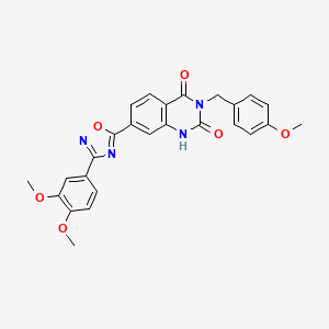 molecular formula C26H22N4O6 B11273649 7-(3-(3,4-dimethoxyphenyl)-1,2,4-oxadiazol-5-yl)-3-(4-methoxybenzyl)quinazoline-2,4(1H,3H)-dione 