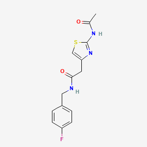 molecular formula C14H14FN3O2S B11273656 2-(2-acetamidothiazol-4-yl)-N-(4-fluorobenzyl)acetamide 