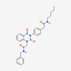 molecular formula C30H32N4O4 B11273677 N-benzyl-2-(2,4-dioxo-3-{4-[(pentylcarbamoyl)methyl]phenyl}-1,2,3,4-tetrahydroquinazolin-1-yl)acetamide 