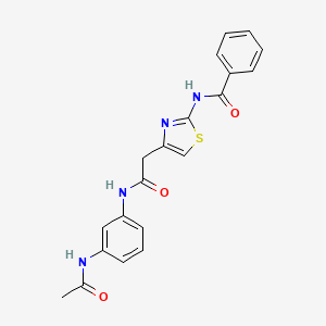 N-(4-(2-((3-acetamidophenyl)amino)-2-oxoethyl)thiazol-2-yl)benzamide