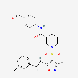 molecular formula C28H31N3O5S B11273758 N-(4-Acetylphenyl)-1-({5-[(1E)-2-(2,5-dimethylphenyl)ethenyl]-3-methyl-1,2-oxazol-4-YL}sulfonyl)piperidine-3-carboxamide 