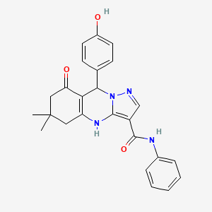 9-(4-hydroxyphenyl)-6,6-dimethyl-8-oxo-N-phenyl-4,5,6,7,8,9-hexahydropyrazolo[5,1-b]quinazoline-3-carboxamide