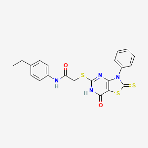 N-(4-ethylphenyl)-2-((7-oxo-3-phenyl-2-thioxo-2,3,6,7-tetrahydrothiazolo[4,5-d]pyrimidin-5-yl)thio)acetamide