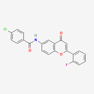 molecular formula C22H13ClFNO3 B11273802 4-chloro-N-[2-(2-fluorophenyl)-4-oxo-4H-chromen-6-yl]benzamide 