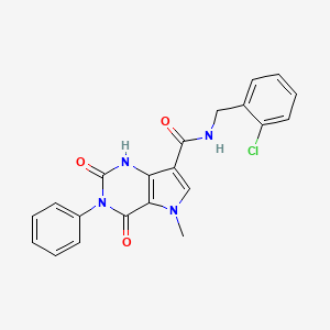 molecular formula C21H17ClN4O3 B11273804 N-[(2-Chlorophenyl)methyl]-5-methyl-2,4-dioxo-3-phenyl-1H,2H,3H,4H,5H-pyrrolo[3,2-D]pyrimidine-7-carboxamide CAS No. 923113-33-1