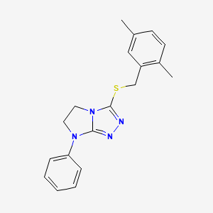 molecular formula C19H20N4S B11273839 3-{[(2,5-Dimethylphenyl)methyl]sulfanyl}-7-phenyl-5H,6H,7H-imidazo[2,1-C][1,2,4]triazole 