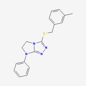 molecular formula C18H18N4S B11273864 3-((3-methylbenzyl)thio)-7-phenyl-6,7-dihydro-5H-imidazo[2,1-c][1,2,4]triazole 