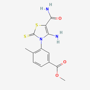 molecular formula C13H13N3O3S2 B11273908 Methyl 3-(4-amino-5-carbamoyl-2-sulfanylidene-2,3-dihydro-1,3-thiazol-3-yl)-4-methylbenzoate 