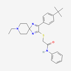 2-((3-(4-(tert-butyl)phenyl)-8-ethyl-1,4,8-triazaspiro[4.5]deca-1,3-dien-2-yl)thio)-N-phenylacetamide