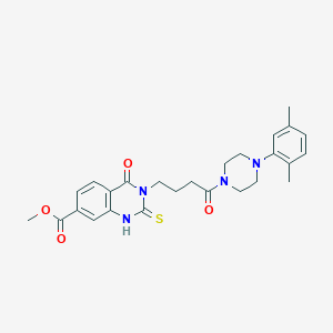 Methyl 3-(4-(4-(2,5-dimethylphenyl)piperazin-1-yl)-4-oxobutyl)-4-oxo-2-thioxo-1,2,3,4-tetrahydroquinazoline-7-carboxylate