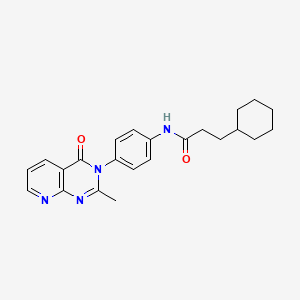 molecular formula C23H26N4O2 B11273978 3-cyclohexyl-N-(4-(2-methyl-4-oxopyrido[2,3-d]pyrimidin-3(4H)-yl)phenyl)propanamide 