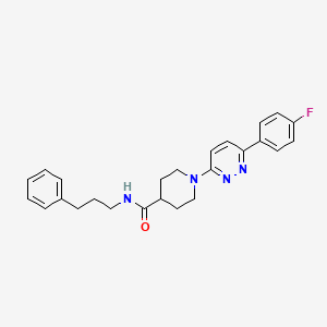 molecular formula C25H27FN4O B11273981 1-[6-(4-fluorophenyl)pyridazin-3-yl]-N-(3-phenylpropyl)piperidine-4-carboxamide 