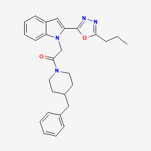 1-(4-benzylpiperidin-1-yl)-2-(2-(5-propyl-1,3,4-oxadiazol-2-yl)-1H-indol-1-yl)ethanone