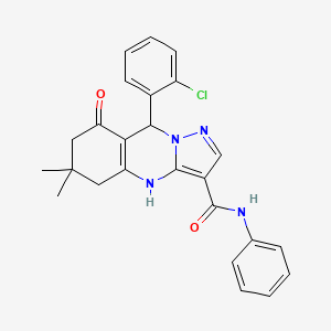 9-(2-chlorophenyl)-6,6-dimethyl-8-oxo-N-phenyl-4,5,6,7,8,9-hexahydropyrazolo[5,1-b]quinazoline-3-carboxamide