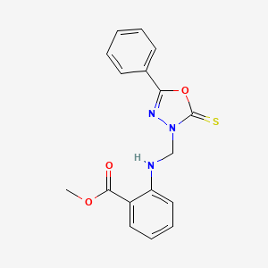 molecular formula C17H15N3O3S B11273999 methyl 2-{[(5-phenyl-2-thioxo-1,3,4-oxadiazol-3(2H)-yl)methyl]amino}benzoate 