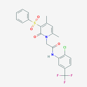 molecular formula C22H18ClF3N2O4S B11274017 N-[2-chloro-5-(trifluoromethyl)phenyl]-2-[4,6-dimethyl-2-oxo-3-(phenylsulfonyl)pyridin-1(2H)-yl]acetamide 