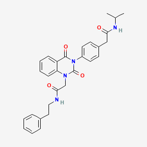 molecular formula C29H30N4O4 B11274132 2-(4-(2,4-dioxo-1-(2-oxo-2-(phenethylamino)ethyl)-1,2-dihydroquinazolin-3(4H)-yl)phenyl)-N-isopropylacetamide 