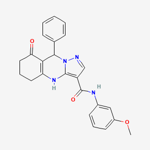 molecular formula C24H22N4O3 B11274142 N-(3-methoxyphenyl)-8-oxo-9-phenyl-4,5,6,7,8,9-hexahydropyrazolo[5,1-b]quinazoline-3-carboxamide 