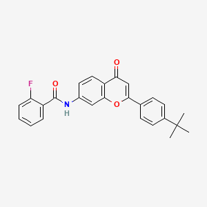 molecular formula C26H22FNO3 B11274151 N-[2-(4-tert-butylphenyl)-4-oxo-4H-chromen-7-yl]-2-fluorobenzamide 