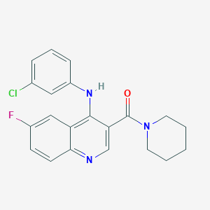 {4-[(3-Chlorophenyl)amino]-6-fluoroquinolin-3-yl}(piperidin-1-yl)methanone