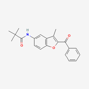 molecular formula C21H21NO3 B11274228 N-(2-benzoyl-3-methyl-1-benzofuran-5-yl)-2,2-dimethylpropanamide 