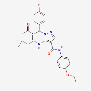 N-(4-ethoxyphenyl)-9-(4-fluorophenyl)-6,6-dimethyl-8-oxo-4,5,6,7,8,9-hexahydropyrazolo[5,1-b]quinazoline-3-carboxamide