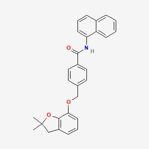 molecular formula C28H25NO3 B11274254 4-(((2,2-dimethyl-2,3-dihydrobenzofuran-7-yl)oxy)methyl)-N-(naphthalen-1-yl)benzamide 