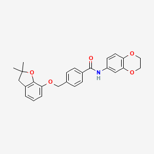 N-(2,3-dihydrobenzo[b][1,4]dioxin-6-yl)-4-(((2,2-dimethyl-2,3-dihydrobenzofuran-7-yl)oxy)methyl)benzamide