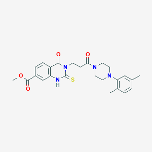 Methyl 3-(3-(4-(2,5-dimethylphenyl)piperazin-1-yl)-3-oxopropyl)-4-oxo-2-thioxo-1,2,3,4-tetrahydroquinazoline-7-carboxylate