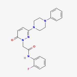 molecular formula C22H22FN5O2 B11274324 N-(2-fluorophenyl)-2-(6-oxo-3-(4-phenylpiperazin-1-yl)pyridazin-1(6H)-yl)acetamide 