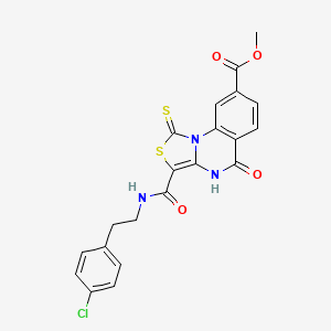 molecular formula C21H16ClN3O4S2 B11274379 methyl 3-((4-chlorophenethyl)carbamoyl)-5-oxo-1-thioxo-4,5-dihydro-1H-thiazolo[3,4-a]quinazoline-8-carboxylate 